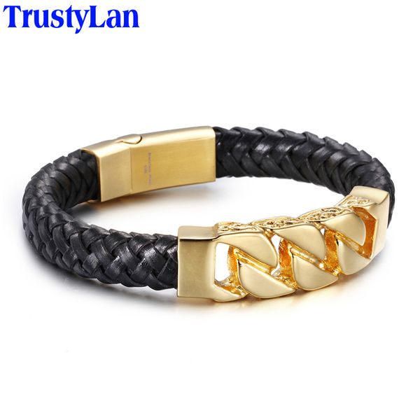 trustylan brand black leather men's bracelets gold color stainless steel bracelet men vintage chain link skull men's armband, Golden;silver
trustylan brand black leather men's bracelets gold color stainless steel bracelet men vintage chain link skull men's armband, Golden;silver