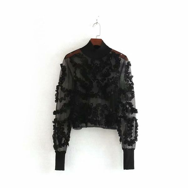 new women appliques transparent casual black shirts blouses women long sleeve patchwork mesh roupas femininas ls4513, White
new women appliques transparent casual black shirts blouses women long sleeve patchwork mesh roupas femininas ls4513, White