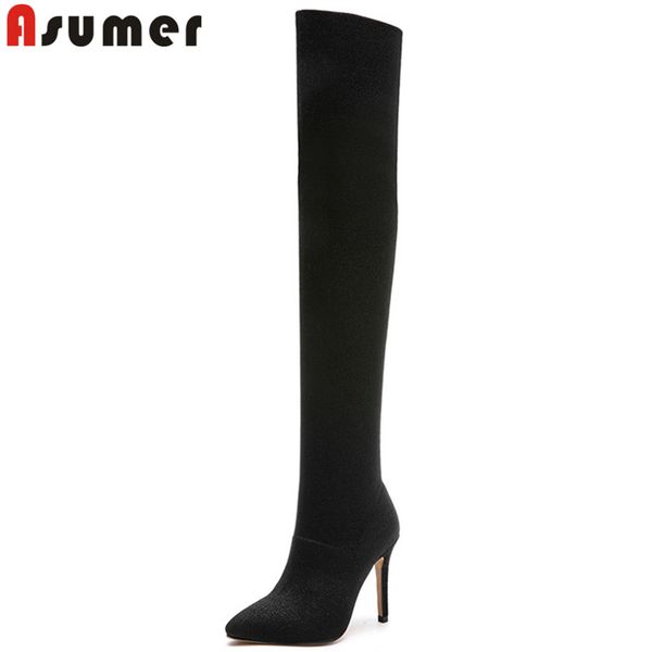 asumer size 34-41 fashion pointed toe autumn winter shoes woman super high over the knee boots women knitting ladies boots, Black
asumer size 34-41 fashion pointed toe autumn winter shoes woman super high over the knee boots women knitting ladies boots, Black