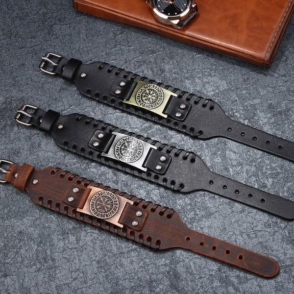 men's vikings alloy bracelet bracelet vintage ancient civilization compass mens wide leather jewelry accessories, Black
men's vikings alloy bracelet bracelet vintage ancient civilization compass mens wide leather jewelry accessories, Black