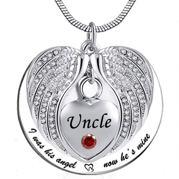 angel wing memorial keepsake ashes urn pendant birthstone crystal necklace, i used to be his angle, now he's mine -for uncle, Silver
angel wing memorial keepsake ashes urn pendant birthstone crystal necklace, i used to be his angle, now he's mine -for uncle, Silver