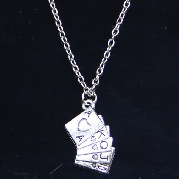 20pcs new fashion necklace 24x13mm playing cards poker train seqence silver pendants short long women men gift
20pcs new fashion necklace 24x13mm playing cards poker train seqence silver pendants short long women men gift