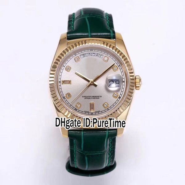 trf 36мм daydate 118135 eta a2836 автоматическая мужские часы рифленый 18k желтое золото покрыло серебряный циферблат алмазный markes зелены, Slivery;brown
trf 36мм daydate 118135 eta a2836 автоматическая мужские часы рифленый 18k желтое золото покрыло серебряный циферблат алмазный markes зелены, Slivery;brown