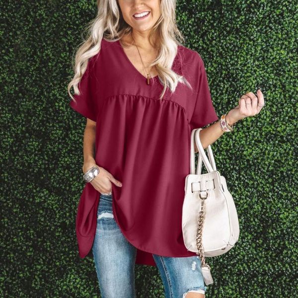 fashion women casual solid color loose v-neck short sleeve long shirt blouse plus size blusas mujer de moda roupa feminina#g3, White
fashion women casual solid color loose v-neck short sleeve long shirt blouse plus size blusas mujer de moda roupa feminina#g3, White