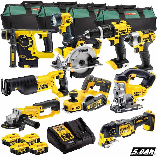 

Dewalt 18v xr cordle li ion 10pc mon ter kit 4 x 5 0ah batterie charger