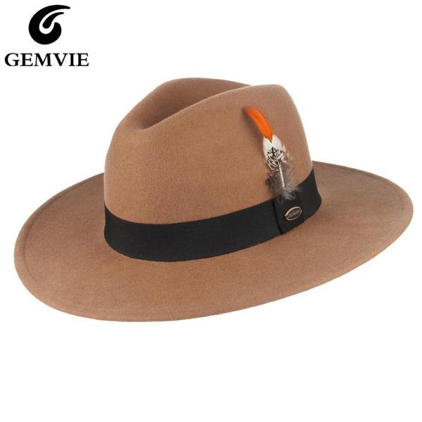 gemvie new wide brim women 100% wool fedora winter felt hat for man striped feather band autumn panama jazz cap, Blue;gray
gemvie new wide brim women 100% wool fedora winter felt hat for man striped feather band autumn panama jazz cap, Blue;gray