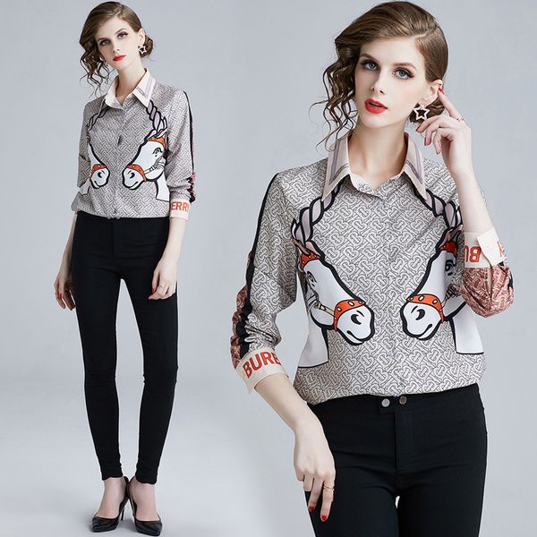 new 2019 spring runway ol women's fashion print shirts casual office lady button front long sleeve shirt turn down neck slim blouse, White
new 2019 spring runway ol women's fashion print shirts casual office lady button front long sleeve shirt turn down neck slim blouse, White