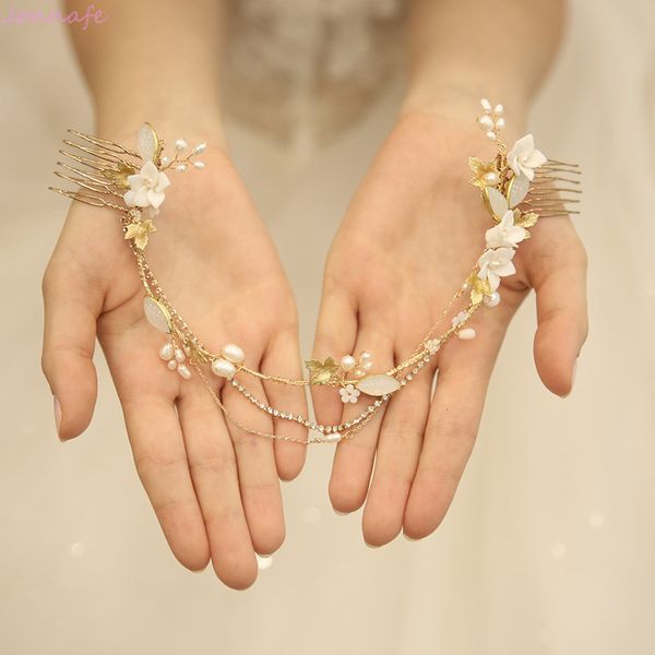 delicate porcelain flower long comb wedding jewelry pearls women headpiece rhinestone bridal hair vine crown, Golden;white
delicate porcelain flower long comb wedding jewelry pearls women headpiece rhinestone bridal hair vine crown, Golden;white