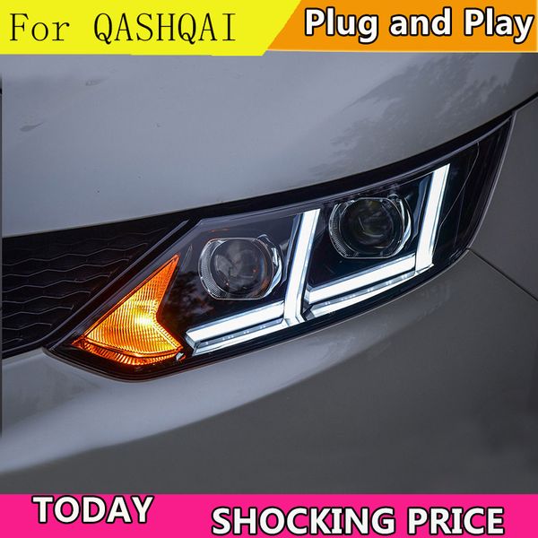 

car styli head lamp for qashqai headlights 2016 led headlight drl lens double beam bi-xenon hid car front light