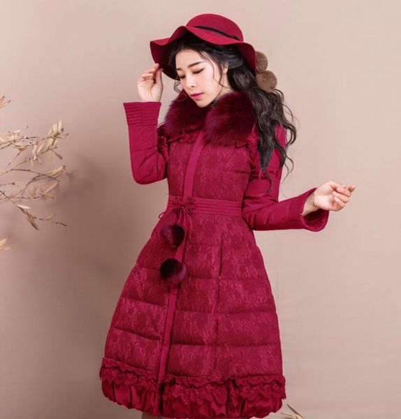 s-3xl 2019 winter fur collar women lace thicken parkas inside white duck jacket coat lady slim pocket long sleeve outwear p1451, Black
s-3xl 2019 winter fur collar women lace thicken parkas inside white duck jacket coat lady slim pocket long sleeve outwear p1451, Black