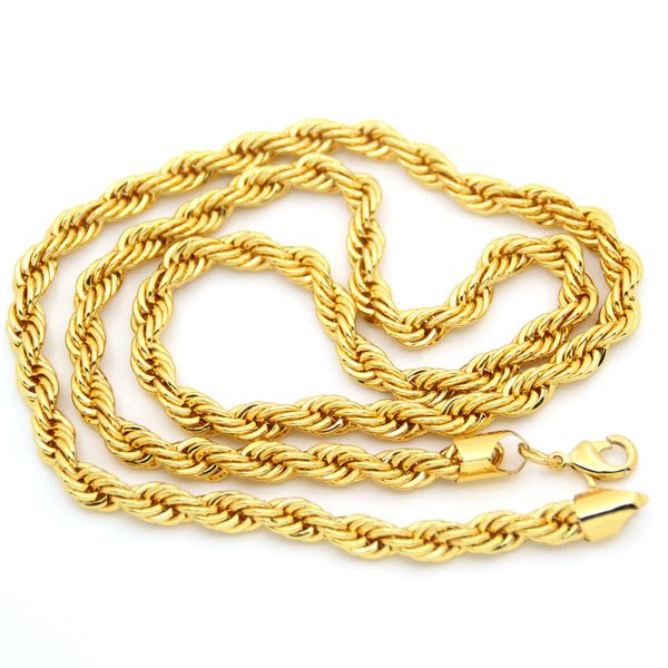 18k gold-plated european and american men's necklace 6mm thick twist chain hip-hop nightclub series pure chain necklace, Silver
18k gold-plated european and american men's necklace 6mm thick twist chain hip-hop nightclub series pure chain necklace, Silver