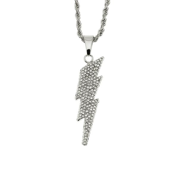 new hip hop lightning pendant necklaces iced out full diamond fashion jewelry for men women ing, Silver
new hip hop lightning pendant necklaces iced out full diamond fashion jewelry for men women ing, Silver