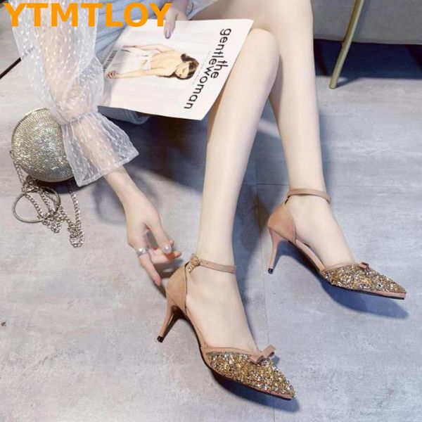 dress shoes spring 2021 women's high heels pointed bling bride wedding, Black 
dress shoes spring 2021 women's high heels pointed bling bride wedding, Black