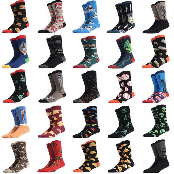men's socks burger pizza sushi alien males fashion cute series korean harajuku cartoon funny women happy cotton cool middle tube, Black 
men's socks burger pizza sushi alien males fashion cute series korean harajuku cartoon funny women happy cotton cool middle tube, Black