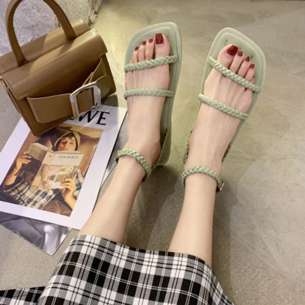 fairy style small fresh woven sandals female summer 2020 new square head word buckle matching skirt sandals, Black
fairy style small fresh woven sandals female summer 2020 new square head word buckle matching skirt sandals, Black