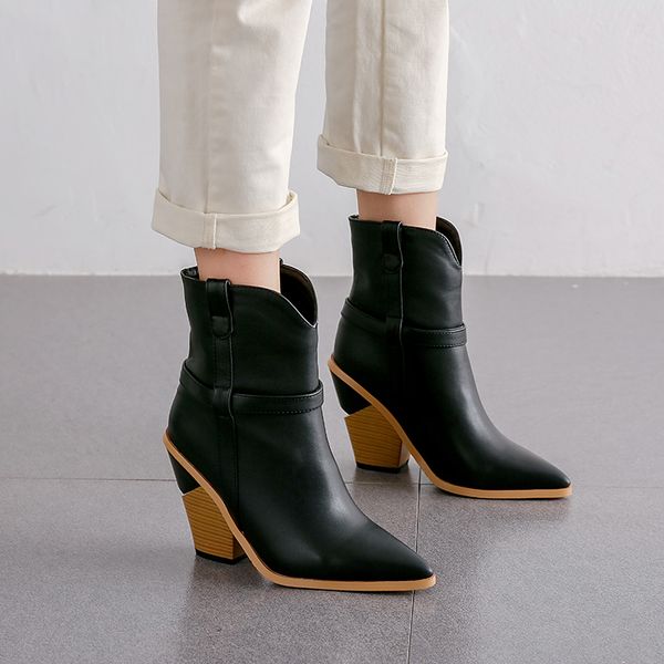 2019 chic microfiber ankle boots women pointed toe cowboy boots wedge high heel woman fashion chunky western 34-43, Black
2019 chic microfiber ankle boots women pointed toe cowboy boots wedge high heel woman fashion chunky western 34-43, Black