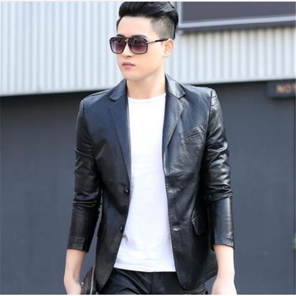 men leather blazer 2019 new spring and autumn male sheepskin casual suit pocket genuine split leather slim suit teenage boy, Black
men leather blazer 2019 new spring and autumn male sheepskin casual suit pocket genuine split leather slim suit teenage boy, Black
