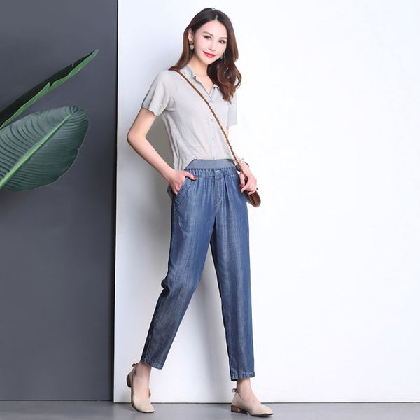 audwhale summer women jeans ankle length elastic high waist denim pants for women casual loose harem women's jeans pants, Blue
audwhale summer women jeans ankle length elastic high waist denim pants for women casual loose harem women's jeans pants, Blue