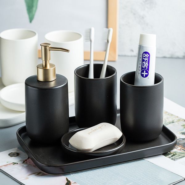 bathroom wash set simple ceramic hand soap dispenser mouthwash cup soap dish home bath washing accessory suit black white
bathroom wash set simple ceramic hand soap dispenser mouthwash cup soap dish home bath washing accessory suit black white