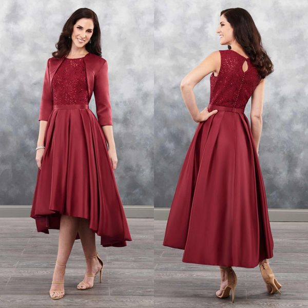 a line mother of the bride dresses soft lace evening dresses with jacket tea length sleeveless party dress, Black;red
a line mother of the bride dresses soft lace evening dresses with jacket tea length sleeveless party dress, Black;red