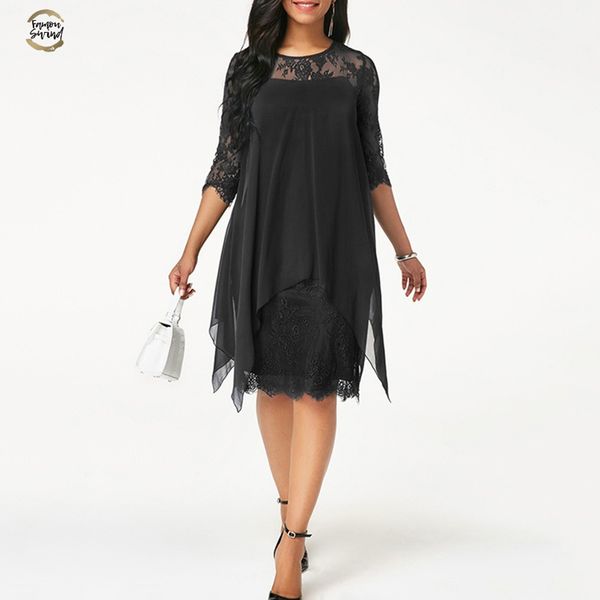 plus size chiffon dresses women new fashion chiffon overlay three quarter sleeve stitching irregular hem lace dress, Black;gray
plus size chiffon dresses women new fashion chiffon overlay three quarter sleeve stitching irregular hem lace dress, Black;gray