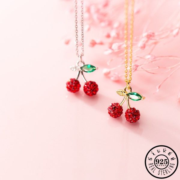 fashion 925 sterling silver sweet cherry pendant with red cubic zircon stone gold color plated chain collares necklace for women
fashion 925 sterling silver sweet cherry pendant with red cubic zircon stone gold color plated chain collares necklace for women