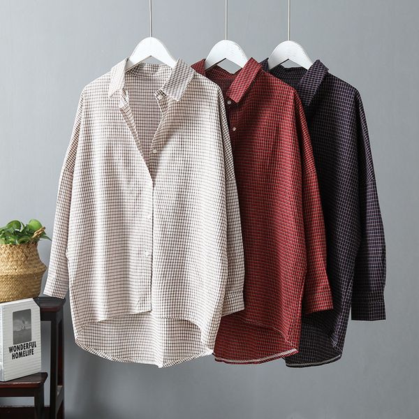 2020 vintage cotton womens and blouses boho women plaid shirts blusas roupa feminina clothes, White
2020 vintage cotton womens and blouses boho women plaid shirts blusas roupa feminina clothes, White