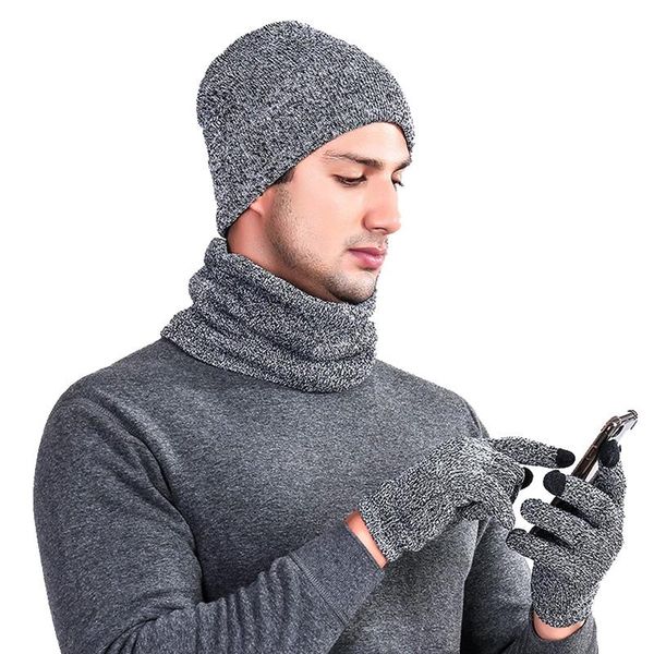 3pcs knitted hat gloves scarf set for men winter fashion soft warm casual cap scarves sets gift outdoor gloves set, Blue;gray
3pcs knitted hat gloves scarf set for men winter fashion soft warm casual cap scarves sets gift outdoor gloves set, Blue;gray