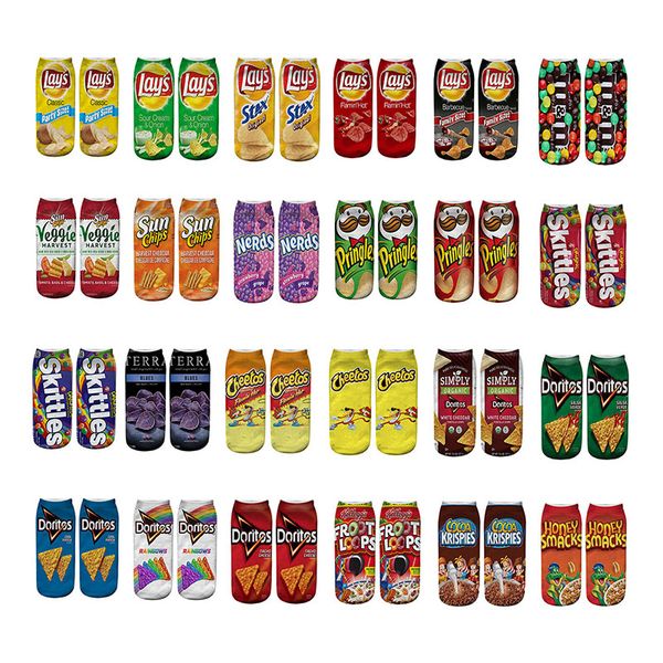 24 styles funny men art socks women 3d printing potato chips cotton art ankle short socks for men and women length 21cm, Black
24 styles funny men art socks women 3d printing potato chips cotton art ankle short socks for men and women length 21cm, Black