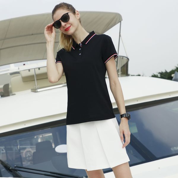 women's polos shirt summer short sleeve men and fashion casual solid women camisa, White
women's polos shirt summer short sleeve men and fashion casual solid women camisa, White