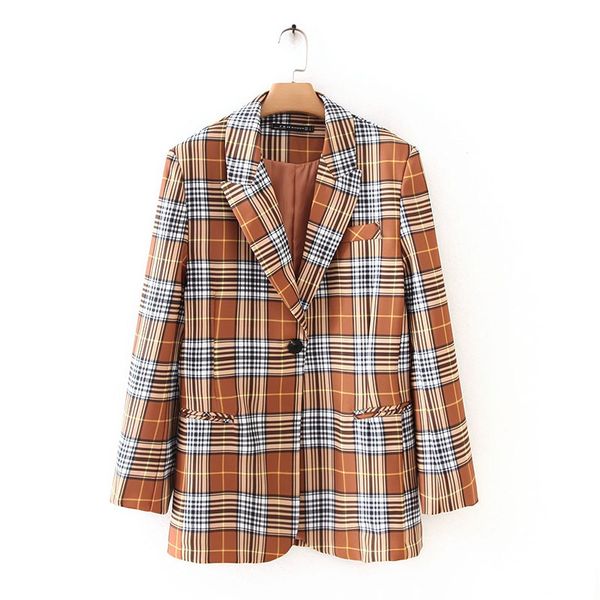 women's suits & blazers fashion autumn and winter retro color matching check lapel casual blazer, White;black
women's suits & blazers fashion autumn and winter retro color matching check lapel casual blazer, White;black