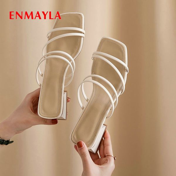 enmayla 2020 mules shoes women luxury shoes women designers solid summer outside slippers pu narrow band square heel 34-39, Black
enmayla 2020 mules shoes women luxury shoes women designers solid summer outside slippers pu narrow band square heel 34-39, Black