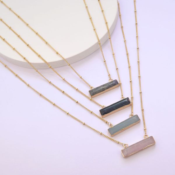 rectangle shape natura stone pendant necklace for women dainty chain necklaces jewelry summer, Silver
rectangle shape natura stone pendant necklace for women dainty chain necklaces jewelry summer, Silver