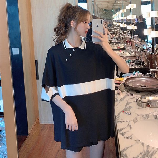 2020 short-sleeved women chic color matching loose lapel t-shirt t-shirt midi fashion r516a, White
2020 short-sleeved women chic color matching loose lapel t-shirt t-shirt midi fashion r516a, White