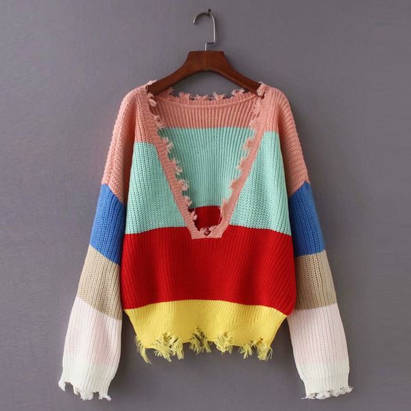 2019 spring winter long sleeve v-neck stripe sweater loose hem tassel big size streetwear pullovers women clothing z772, White;black
2019 spring winter long sleeve v-neck stripe sweater loose hem tassel big size streetwear pullovers women clothing z772, White;black