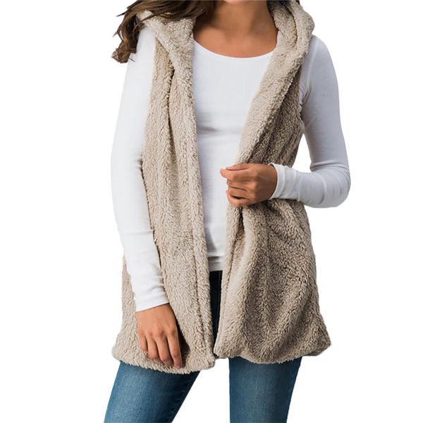 women lady solid color plush sleeveless hoodie vest warm for autumn winter nfe99, Black;white
women lady solid color plush sleeveless hoodie vest warm for autumn winter nfe99, Black;white