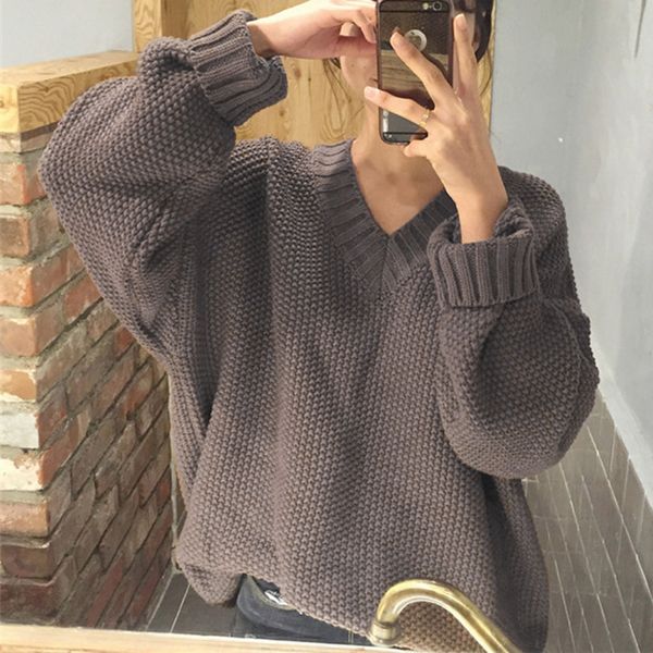 sweater 2019fashion women warm pacthwork v-neck solid knitted sleeve sweater thick winter new fashion chandail, White;black
sweater 2019fashion women warm pacthwork v-neck solid knitted sleeve sweater thick winter new fashion chandail, White;black