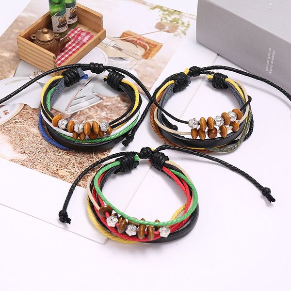 women wooden beads leather bracelet wristbands men fashion handmade rope braided wrap bracelets bangles homme lovers gift, Black
women wooden beads leather bracelet wristbands men fashion handmade rope braided wrap bracelets bangles homme lovers gift, Black