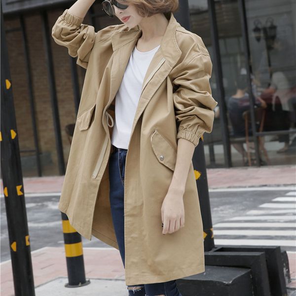 2019spring autumn women's new casual straight solid color zipper pocket drawstring waist long section windbreaker coat femalez47, Tan;black
2019spring autumn women's new casual straight solid color zipper pocket drawstring waist long section windbreaker coat femalez47, Tan;black