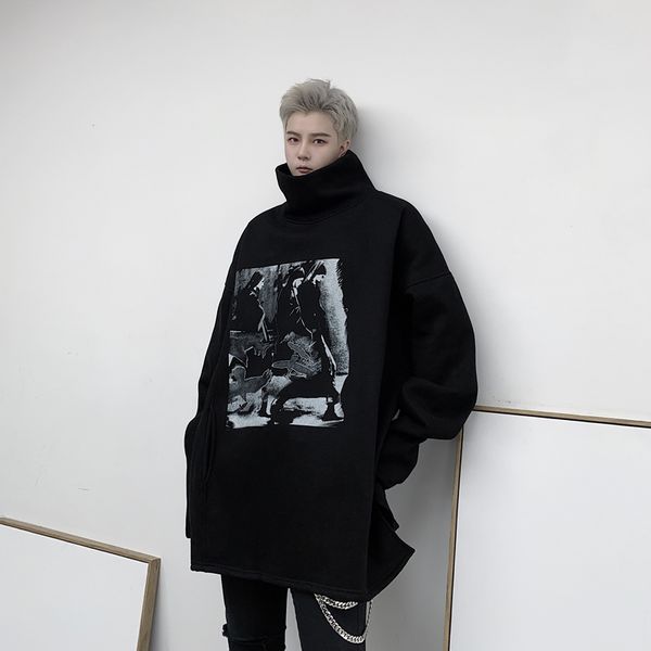 men turtleneck print fleece thick warm pullover hoodie male streetwear hip hop punk gothic loose casual sweatshirt outerwear, Black
men turtleneck print fleece thick warm pullover hoodie male streetwear hip hop punk gothic loose casual sweatshirt outerwear, Black