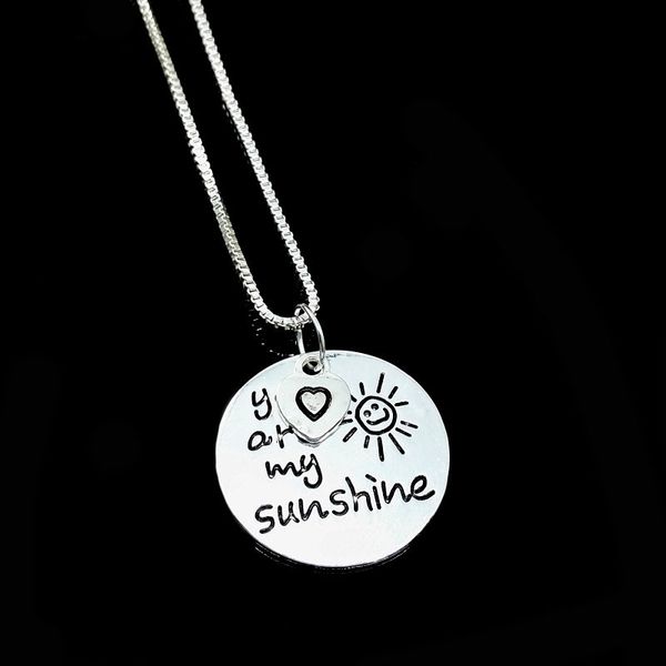 fashion jewelry you are my sunshine sided disc letter engraved sun smiley face pendant inspirational necklace, Silver
fashion jewelry you are my sunshine sided disc letter engraved sun smiley face pendant inspirational necklace, Silver