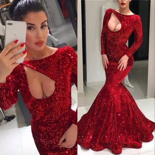 mermaid prom party dresses red sequins long sleeves plus size keyhole trumpet sparkly evening gowns, Black
mermaid prom party dresses red sequins long sleeves plus size keyhole trumpet sparkly evening gowns, Black