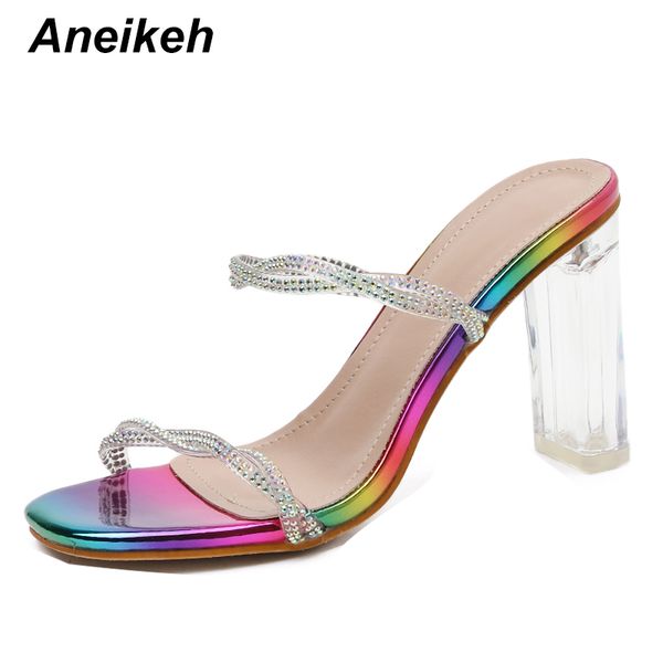 slippers aneikeh 2021 summer fashion rainbow color perspex crystal slipper woman high heels peep toe mules ladies slides party, Black
slippers aneikeh 2021 summer fashion rainbow color perspex crystal slipper woman high heels peep toe mules ladies slides party, Black