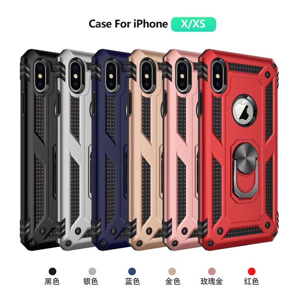 

Armor armor hybrid hockproof heave duty hard ca e cover with finger ring kin for iphone x max xr 8 7 plu 100pc et