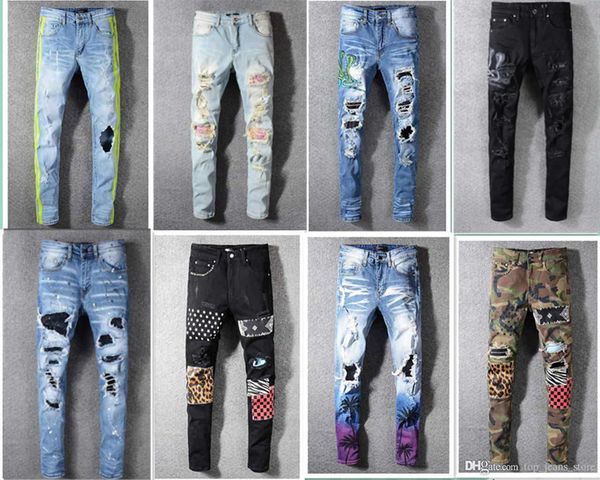 fashion classic mens distressed ripped biker jeans slim fit motorcycle biker denim for men fashion designer hip hop mens jeans good quality, Blue 
fashion classic mens distressed ripped biker jeans slim fit motorcycle biker denim for men fashion designer hip hop mens jeans good quality, Blue