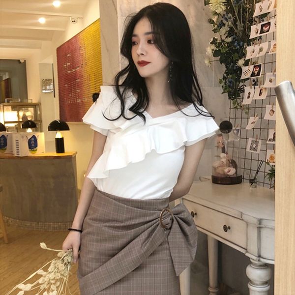 careful machine v-neck women's 2020 shoulder all-match short sleeve white slim t-shirt t-shirt fashion
careful machine v-neck women's 2020 shoulder all-match short sleeve white slim t-shirt t-shirt fashion