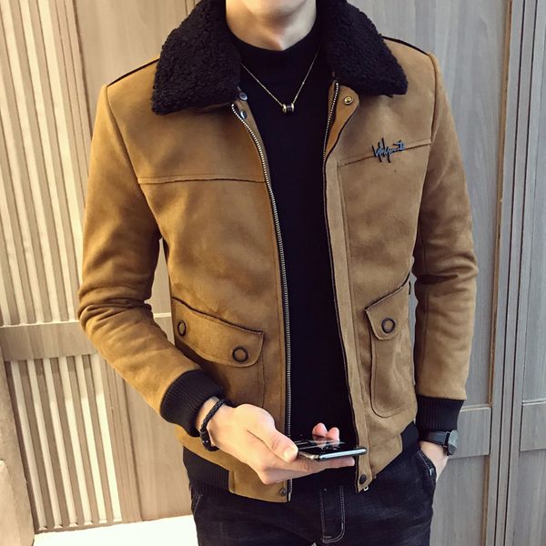 2020 winter men's handsome suede trend jacket brown quilted youth casual lapel lamb white jacket slim coats, Black
2020 winter men's handsome suede trend jacket brown quilted youth casual lapel lamb white jacket slim coats, Black
