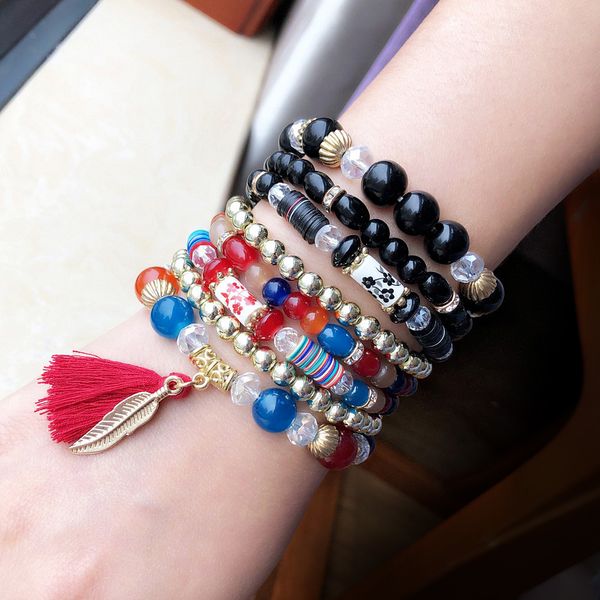 popular accessories bohemian national style all-match manual winding elastic rope multi-layer color beaded bracelet, Black
popular accessories bohemian national style all-match manual winding elastic rope multi-layer color beaded bracelet, Black