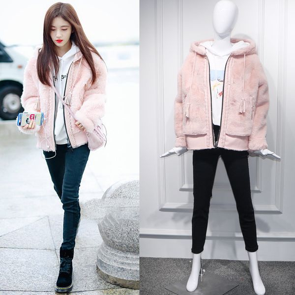 sweet pink faux fur coat 2018 women hooded jacket coat loose warm winter female fake leather jacket fur manteau femme hiver, Black
sweet pink faux fur coat 2018 women hooded jacket coat loose warm winter female fake leather jacket fur manteau femme hiver, Black