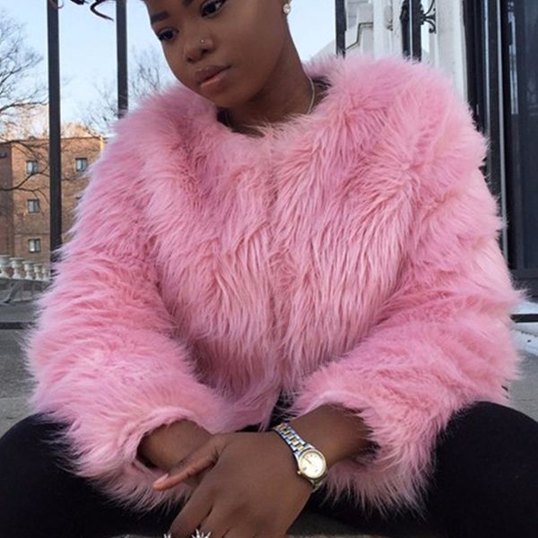 hj warm faux fur coat women hairy collarless overcoat white pink chic long sleeve female outerwear autumn winter coat jacket, Black
hj warm faux fur coat women hairy collarless overcoat white pink chic long sleeve female outerwear autumn winter coat jacket, Black